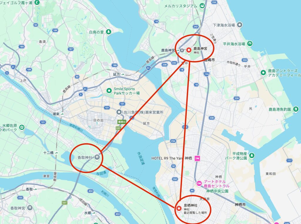 東国三社の位置関係